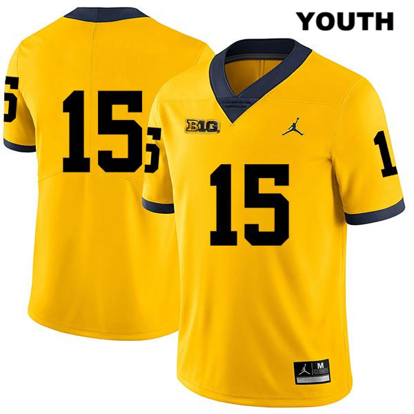Youth NCAA Michigan Wolverines Giles Jackson #15 No Name Yellow Jordan Brand Authentic Stitched Legend Football College Jersey XW25W60PI